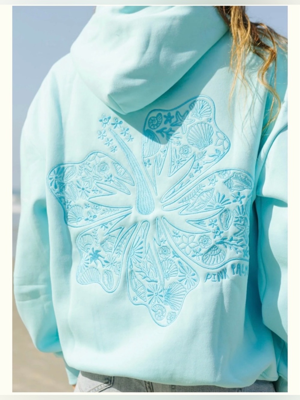 Pink palm puff sweatshirt